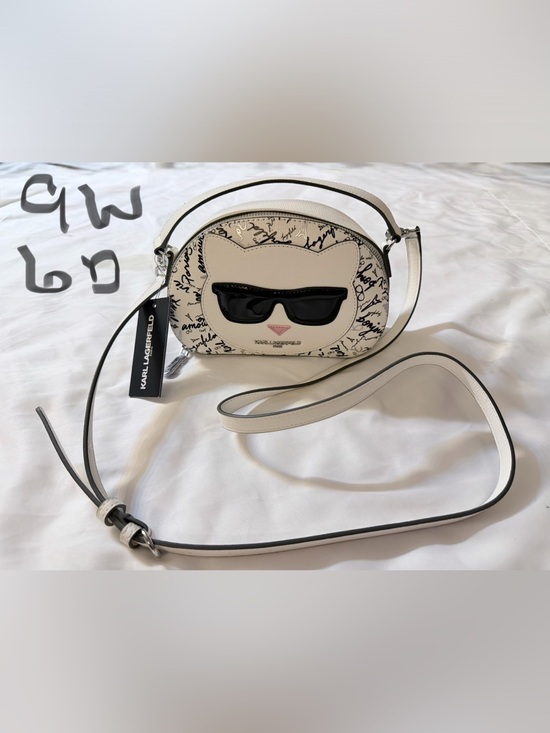 Karl Lagerfeld Handbags - Karl Lagerfeld Cream and Black Cat Face Crossbody Bag